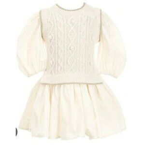 A Loves A Girls Cream Knit Dress w/ Tulle Skirt Girls XL New $69 Retail